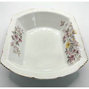 Vintage B.S.M. Porcelain Dish With Floral Design & Gold Trim